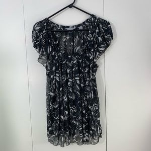 Liz Claiborne 12 rose sheer blouse black white